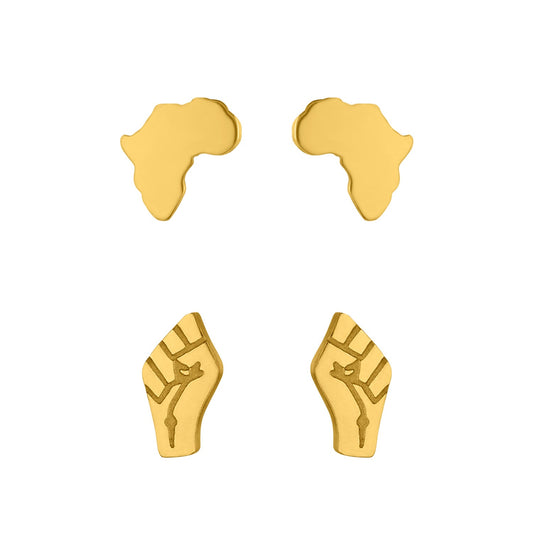 Mini Bundle -  Africa and Raised Fist Stud Earrings