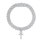 Cruz Ankh de oro blanco con forma de baguette cubana -