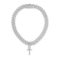 Cruz Ankh de oro blanco con forma de baguette cubana -