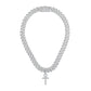 Cruz Ankh de oro blanco con forma de baguette cubana -