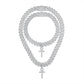 Cruz Ankh de oro blanco con forma de baguette cubana -