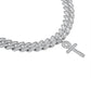 Cruz Ankh de oro blanco con forma de baguette cubana -