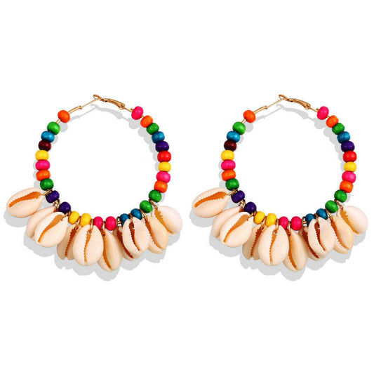 Cowries and Beads Hoops